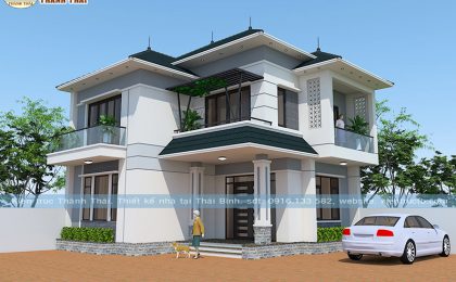 Mẫu 18-Thiết kế nhà 2 tầng mái nhật tại Quỳnh Phụ, Thái Bình