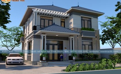 Mẫu 21 – Thiết kế biệt thự 2 tầng mái nhật hiện đại tại Đông Hợp, Đông Hưng